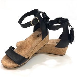 UGG Zoe Tassel Open Toe Wedge Sandals